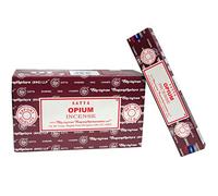 OPIUM, Satya, Nag Champa, Incense Sticks, 12 Packs X 15g, Hand Rolled, Perfume Scented, Joss Sticks, For Yoga & Home Fragrance, Natural, Non Toxic, Agarbatti