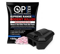 Opkill Supreme Range Rat & Mouse pasta (1 x150g) & Lockable Bait Box Fast Acting, All Weather, Single Feed Bait Sachets | Strongest Maximum Strength Poison For Pest Control