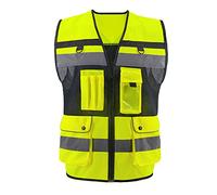 OPLERAI - ANSI Class 2 Reflective Safety Vest with 7 Pockets and Zipper, Unisex Work Vest, Yellow, Extra Grande