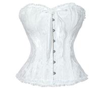 OPLERT Women's Full Breast Corset, Underbust Waist Cincher, Top Shaper, Gothic Vintage Corsage Bustier, White,XL