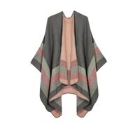 OPLERT Women's Poncho Scarf, Warm Shawl Wraps, Elegant Knitted Poncho Cape Cardigan, for Spring Autumn Winter Grey Pink