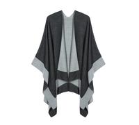 OPLERT Women's Poncho Scarf, Warm Shawl Wraps, Elegant Knitted Poncho Cape Cardigan, for Spring Autumn Winter Black Grey