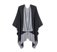 OPLERT Women's Poncho Scarf, Warm Shawl Wraps, Elegant Knitted Poncho Cape Cardigan, for Spring Autumn Winter Black