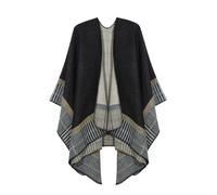 OPLERT Women's Poncho Scarf, Warm Shawl Wraps, Elegant Knitted Poncho Cape Cardigan, for Spring Autumn Winter Black Khaki