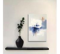 OPLKJHGF Blue Beige Abstract Canvas Wall Art Cool Toned Soft Modern Print Simple Scandinavian Interior Decor(40x60cm/Frameless)