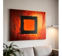 OPLKJHGF Red Orange Black Square Geometric Abstract Canvas Wall Art Modern Block Color Print Poster Home Decor(60x90cm/Internal Frame)