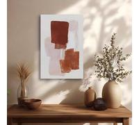 OPLKJHGF Terracotta Color Blocks Canvas Wall Art Warm Earth Tone Abstract Painting Print Cozy Boho Room Decor(20x30cm/Inner frame)