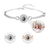 OPLOJUEAEW Custom Bracelets with Picture Inside Personalized Projection Bracelet with Photo Valentine's Day Birthday Christmas Gifts for Couple Women Men, L, Stone, no gemstone