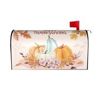 Oplp Autumn Leaves and Pumpkins Waterproof Mail Cover Magnetic Mailbox Wraps Happy Thanksgiving Post Letter Box Cover for Garden Home Decor 21x18 in