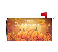 Oplp Fall Leaves and Pumpkin Waterproof Mail Cover Magnetic Mailbox Wraps Happy Thanksgiving Post Letter Box Cover for Garden Home Decor 21x18 in