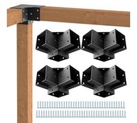 Opmeiro 4PCS 4"x4" Pergola Brackets, 3-Way Pergola Brackets, Pergola Corner Bracket for Gazebos, Patio Pergolas, Log Cabin, Wooden Beams