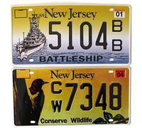 OPO 10 - Set of 2 metal USA car LICENSE PLATES - replicas of real NEW JERSEY American plates