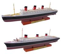 OPO 10 Set of 2 miniature replicas of the famous transatlantic liners NORMANDIE + RMS QUEEN MARY scale 1/1250 or 25 cm - PA2