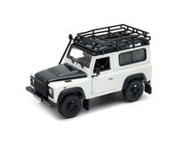 OPO 10 - Welly 1/24 Scale Model Car, Compatible with Cream White Land Rover Defender with Roof Rack - 22498SP-Gal-White