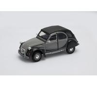 OPO 10 - Welly Model Car in scale 1/24, Compatible with Citroen 2cv 6 Charleston Two-tone Grey and Black - 24009-Grey