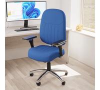 OPO Barcelona Deluxe Task Operator Chair with Arms | Executive Swivel Chair with High Back Large Seat and Tilt Mechanism | Five Star Base with Height Adjustable Arms Blue Fabric