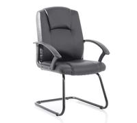 OPO Bella Cantilever Chair Black Bonded Leather Heavy Duty | Strong Textured Pu Arms Mechanism Boardrooms Chair Shoulder and Headrest Support | Robust Cantilever Frame Black