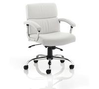 OPO Desire Medium Executive Office Chair White Bonded Leather with Arms | Executive Swivel Chair with Medium Back Seat and Tilt Mechanism | Matching Chrome 5 Star Base and Arms Medium White