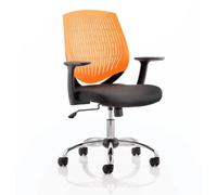 OPO Dura Operator Office Chair with Fixed Nylon Armrest | Operator Swivel Chair with Single Lever Lock and Tilt Mechanism | Chrome Gas Lift and 5 Star Base Orange Black