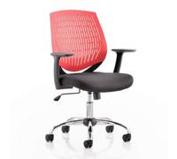 OPO Dura Operator Office Chair with Fixed Nylon Armrest | Operator Swivel Chair with Single Lever Lock and Tilt Mechanism | Chrome Gas Lift and 5 Star Base Red Black