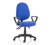 OPO Eclipse Plus III Operator Chair | Mid Back Swivel Office Chair with Optional Armrest | Triple Lever Mechanism | Backrest Angle Adjustment with Loop Arms Matching Bespoke Colour Blue Fabric