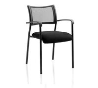 OPO Executive Heavy Duty Brunswick Deluxe Fabric Office Desk Chair | Soft Curved Mesh Back Polyurethane Armrests Mechanism Boardrooms Chair with Arms Black