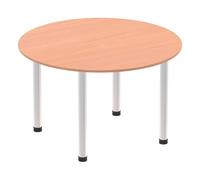 OPO Impulse Freestanding 1000/1200mm Circular Table Attractive Cable Managed Leg | Sturdy Build Weather & Heat Resistant Melamine Finish Meeting Table Walnut Black 1200