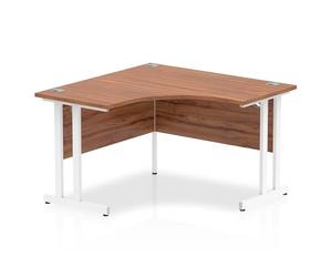 OPO Impulse Freestanding 1200mm Rectangular Corner Table Cantilever Leg | Sturdy Build Weather & Heat Resistant Melamine Finish Meeting Table Walnut White