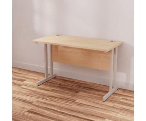 OPO Impulse Freestanding 1200mm Rectangular Slimline Desk Silver Cantilever Leg | Sturdy Build Weather & Heat Resistant Melamine Finish Slim line Desk Maple Silver