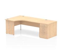 OPO Impulse Freestanding 1600/1800mm Right/Left Crescent Desk Panel End Leg | Sturdy Build Weather & Heat Resistant Melamine Finish Desk Maple 800 Pedestal 1800 Left