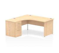 OPO Impulse Freestanding 1600/1800mm Right/Left Crescent Desk Panel End Leg | Sturdy Build Weather & Heat Resistant Melamine Finish Desk Maple 600 Pedestal 1600 Left