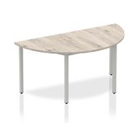 OPO Impulse Freestanding 1600mm Semi-Circle Table Box Frame Leg | Sturdy Build Weather & Heat Resistant Melamine Finish Meeting Table Grey Oak 1600