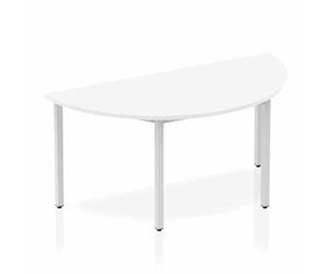 OPO Impulse Freestanding 1600mm Semi-Circle Table Box Frame Leg | Sturdy Build Weather & Heat Resistant Melamine Finish Meeting Table White 1600