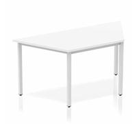 OPO Impulse Freestanding 1600mm Trapezium Table with Box Frame Leg | Sturdy Build Weather & Heat Resistant Melamine Finish Meeting Table White 1600