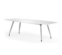 OPO Impulse Freestanding 1800/2400mm High Gloss Writable Rectangular Boardroom Table Cantilever Leg | Sturdy Build Weather & Heat Resistant Melamine Finish Meeting Table White 2400