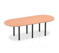 OPO Impulse Freestanding 1800/2400mm Rectangular Boardroom Table Attractive Post Legs | Sturdy Build Weather & Heat Resistant Melamine Finish Table Beech Black 2400