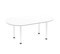 OPO Impulse Freestanding 1800/2400mm Rectangular Boardroom Table Attractive Post Legs | Sturdy Build Weather & Heat Resistant Melamine Finish Table White White 1800