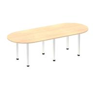 OPO Impulse Freestanding 1800/2400mm Rectangular Boardroom Table Attractive Post Legs | Sturdy Build Weather & Heat Resistant Melamine Finish Table Maple Aluminium 2400