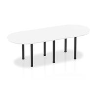OPO Impulse Freestanding 1800/2400mm Rectangular Boardroom Table Attractive Post Legs | Sturdy Build Weather & Heat Resistant Melamine Finish Table White Black 2400