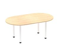 OPO Impulse Freestanding 1800/2400mm Rectangular Boardroom Table Attractive Post Legs | Sturdy Build Weather & Heat Resistant Melamine Finish Table Maple White 1800