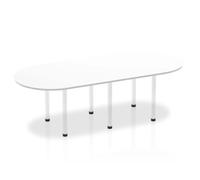 OPO Impulse Freestanding 1800/2400mm Rectangular Boardroom Table Attractive Post Legs | Sturdy Build Weather & Heat Resistant Melamine Finish Table White White 2400