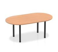 OPO Impulse Freestanding 1800/2400mm Rectangular Boardroom Table Attractive Post Legs | Sturdy Build Weather & Heat Resistant Melamine Finish Table Oak Black 1800