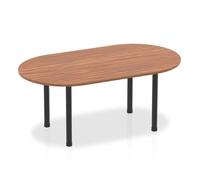 OPO Impulse Freestanding 1800/2400mm Rectangular Boardroom Table Attractive Post Legs | Sturdy Build Weather & Heat Resistant Melamine Finish Table Walnut Black 1800