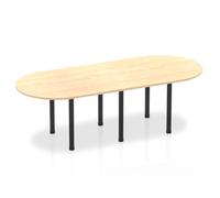 OPO Impulse Freestanding 1800/2400mm Rectangular Boardroom Table Attractive Post Legs | Sturdy Build Weather & Heat Resistant Melamine Finish Table Maple Black 2400