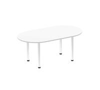 OPO Impulse Freestanding 1800/2400mm Rectangular Boardroom Table Attractive Post Legs | Sturdy Build Weather & Heat Resistant Melamine Finish Table White Chrome 1800