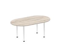 OPO Impulse Freestanding 1800/2400mm Rectangular Boardroom Table Attractive Post Legs | Sturdy Build Weather & Heat Resistant Melamine Finish Table Grey Oak Chrome 1800