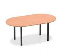 OPO Impulse Freestanding 1800/2400mm Rectangular Boardroom Table Attractive Post Legs | Sturdy Build Weather & Heat Resistant Melamine Finish Table Beech Black 1800