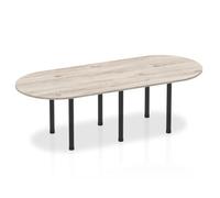 OPO Impulse Freestanding 1800/2400mm Rectangular Boardroom Table Attractive Post Legs | Sturdy Build Weather & Heat Resistant Melamine Finish Table Grey Oak Black 2400