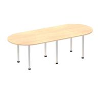 OPO Impulse Freestanding 1800/2400mm Rectangular Boardroom Table Attractive Post Legs | Sturdy Build Weather & Heat Resistant Melamine Finish Table Maple Silver 2400