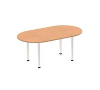 OPO Impulse Freestanding 1800/2400mm Rectangular Boardroom Table Attractive Post Legs | Sturdy Build Weather & Heat Resistant Melamine Finish Table Oak Aluminium 1800